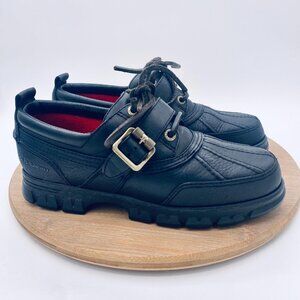 Polo Ralph Lauren Boat Shoes Womens 7 Black Leather Deck Loafers